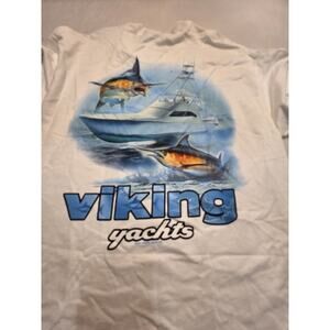 Viking Yachts Hanes Beefy Men's Size Large White Short Sleeve T-Shirt 2001